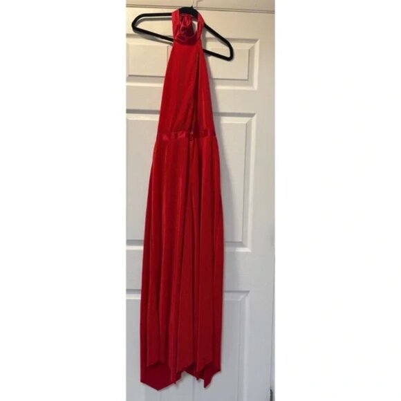 Anthropologie Plisse Halter Jumpsuit Red Size 8 - Picture 5 of 7